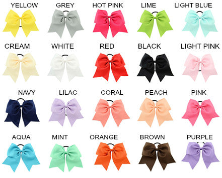 Colors of Cheer Bows *please note colors may vary by monitor. Please choose by color name.