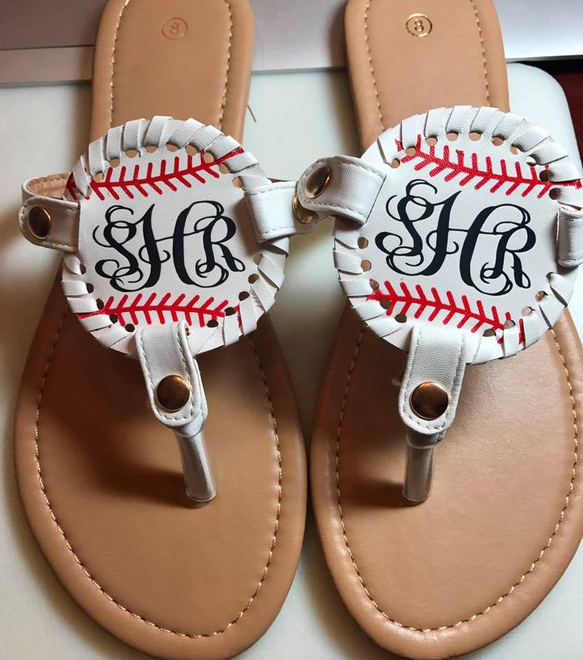 Baseball Sandal personalized with heat transfer vinyl