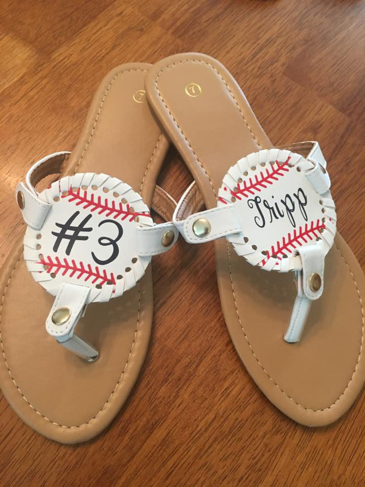 Baseball Sandal personalized with heat transfer vinyl