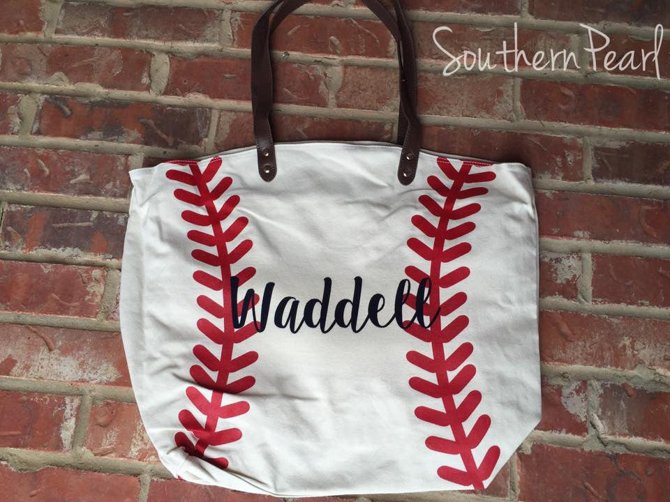 Baseball Tote personalized with our Easyweed Heat Transfer Vinyl