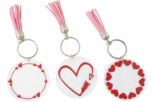 Valentine's Hearts Acrylic Key Chains | 3 Styles