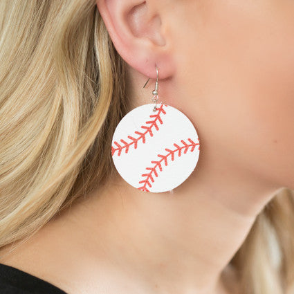 Round Baseball Earrings