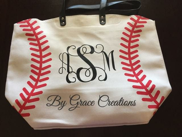 Baseball Tote personalized with our Heat Transfer Vinyl