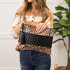 Black Handle Leopard Clutch