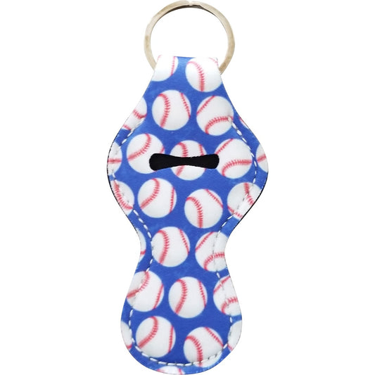 Blue Baseball Chapstick Key Fob