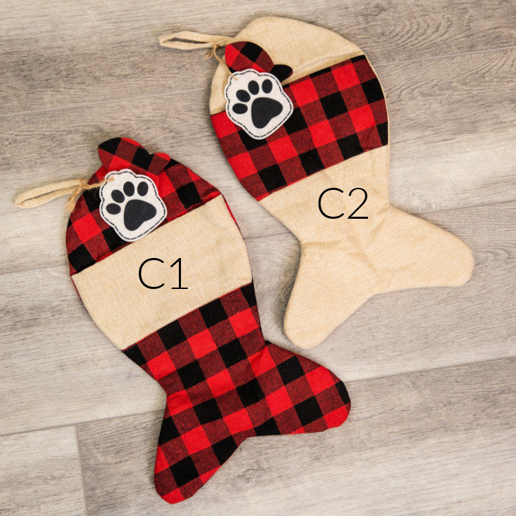 CAT Buffalo Plaid Pet Stocking