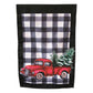 White Plaid Christmas Truck Garden Flag