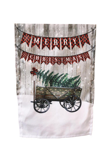 Merry Christmas Wagon Garden Flag