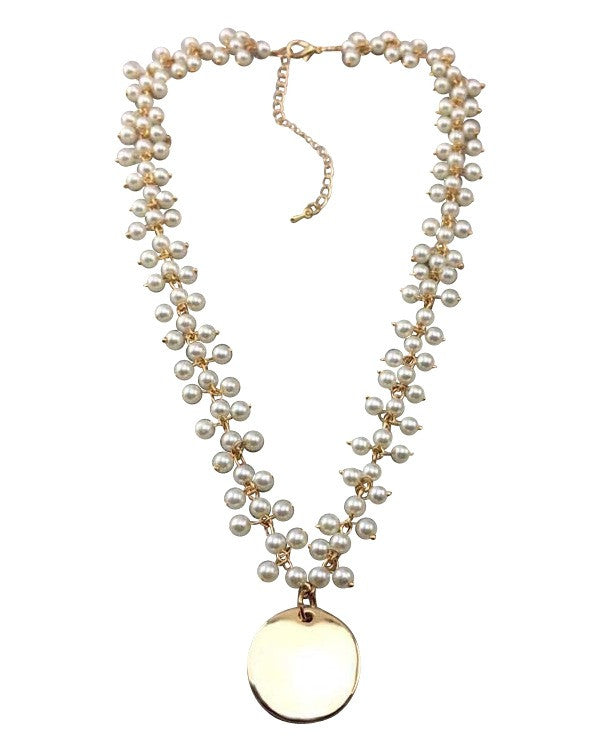 Pearl Cluster Necklace in Gold