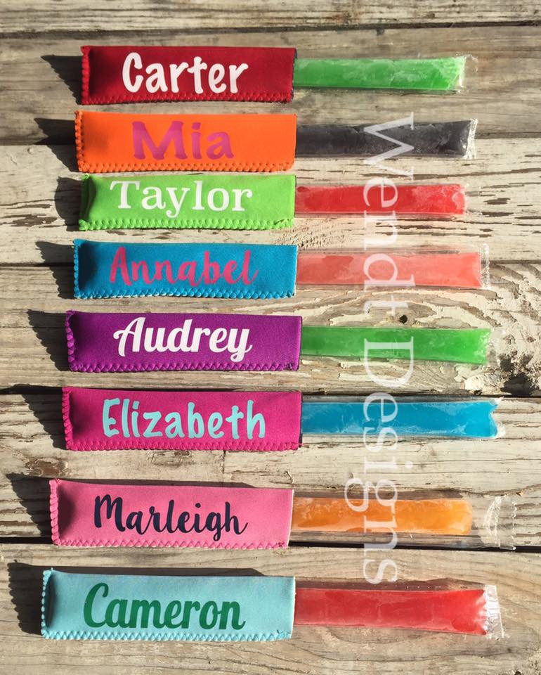 Neoprene Freezer Pop Holders personalized