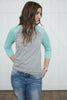 Tri-Blend Baseball Raglan Mint/Oxford