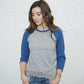 Tri-Blend Baseball Raglan True Blue/Oxford