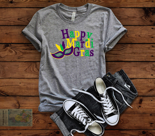 Happy Mardi Gras HEAT PRESS TRANSFER