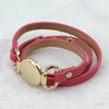 Skinny Wrap Leather Bracelet Pink