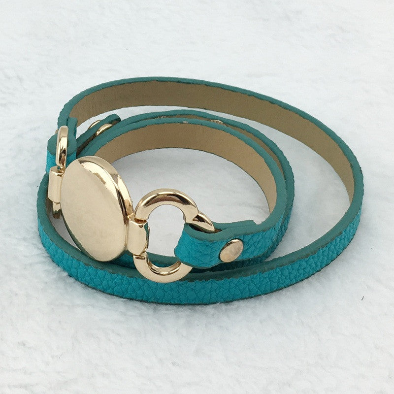 Skinny Wrap Leather Bracelet Turquoise