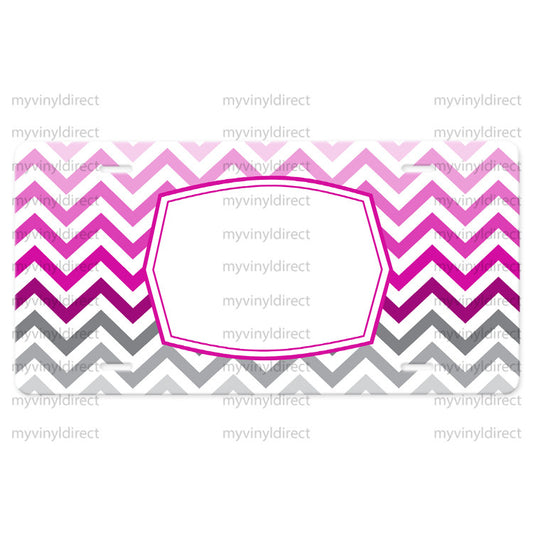 License Plate Car Tag: Chevron Pink Ombre