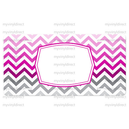 License Plate Car Tag: Chevron Pink Ombre