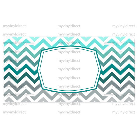 License Plate Car Tag: Chevron Teal Ombre