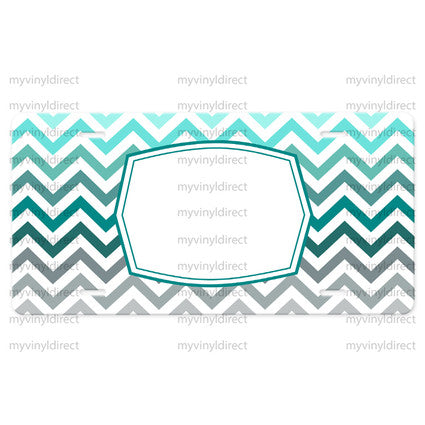 License Plate Car Tag: Chevron Teal Ombre