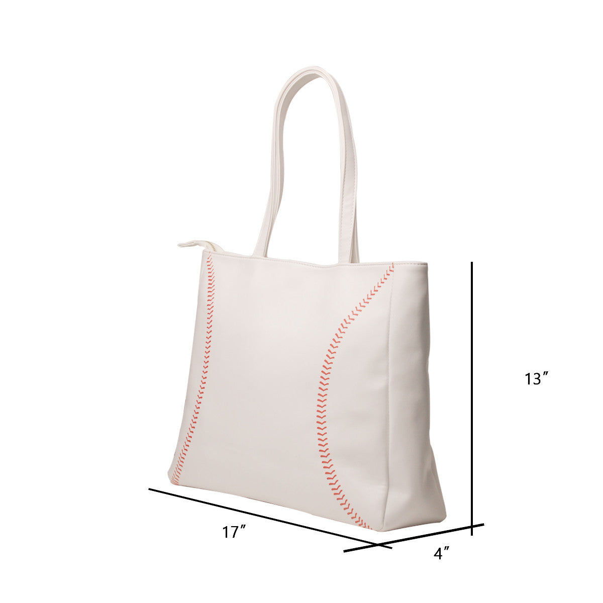 Bright White Baseball Tote with Red Laces