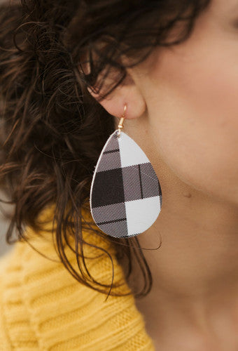 White Plaid Earrings