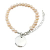 Freshwater Pearl Bracelet in Pink with Silver Disc