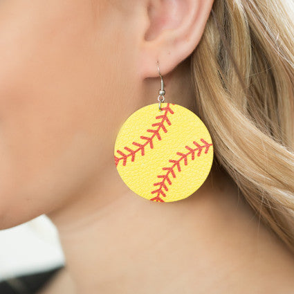 Round Softball Earrings