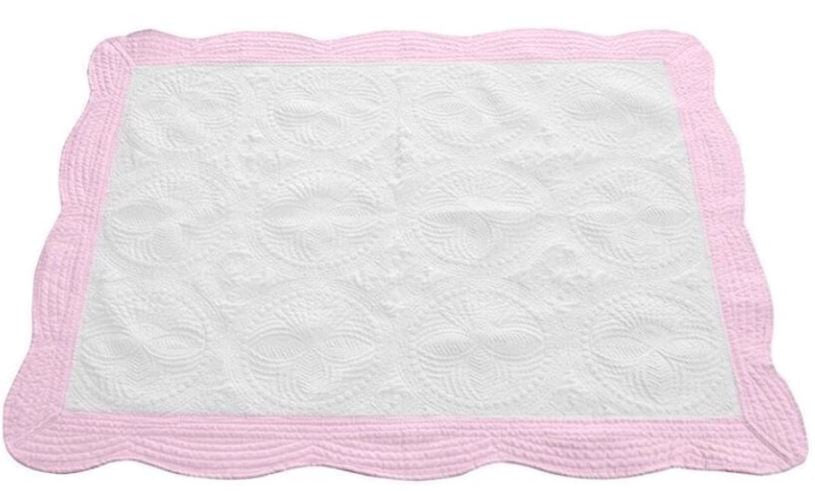 Baby Quilt White with Pink Trim