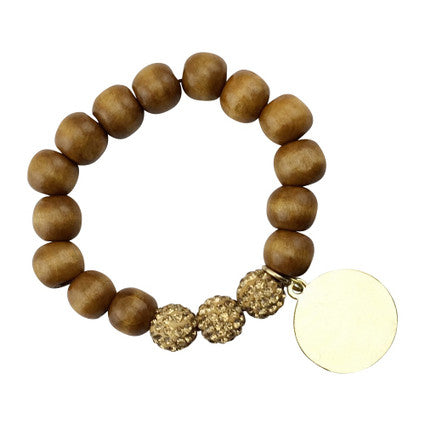 Wood Bead & Disc Bracelet