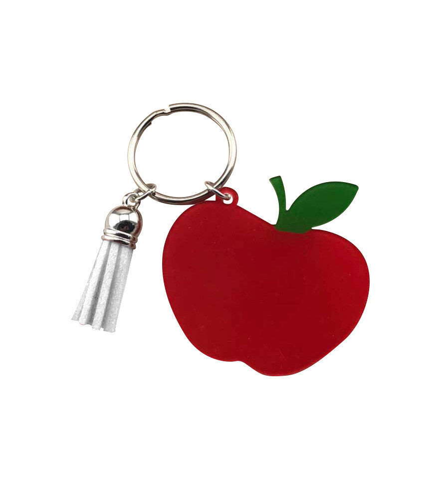 Red Apple & White Tassel Key Chain