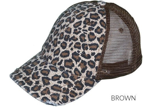 Leopard Messy Bun Hats