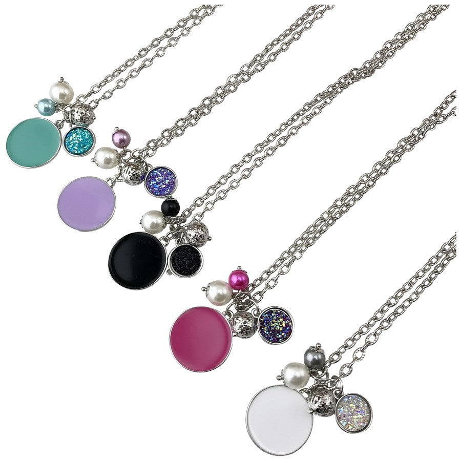 Druzy Enamel Disc Necklace