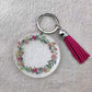 Floral Clear Acrylic Key Chain with Tassel
