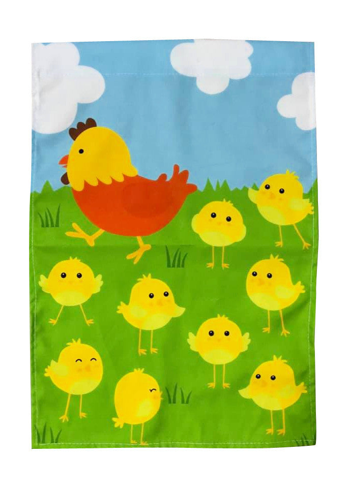 Chicken with Chicks Garden Flag