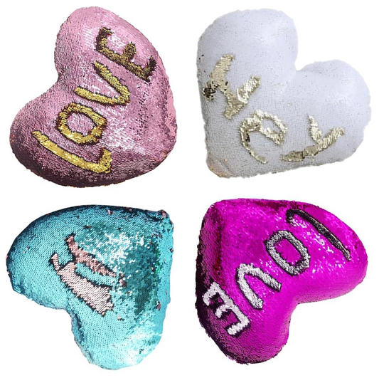 Sequin Heart Pillow Cover