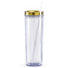 Gold Skinny Tumbler 18oz. with Metallic Lid