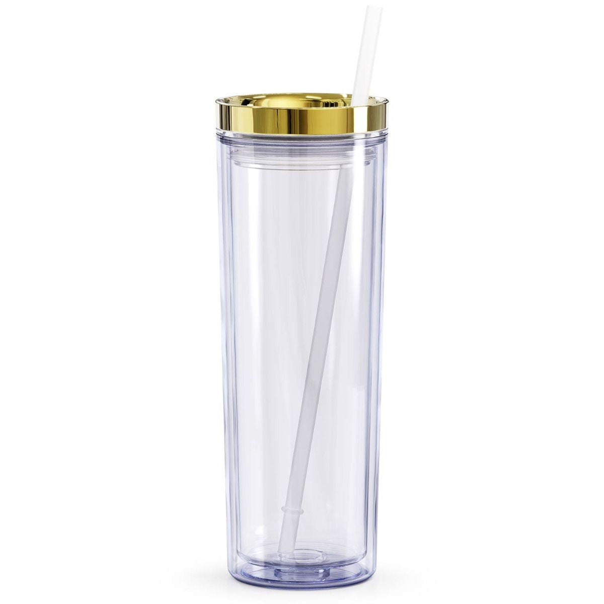 Gold Skinny Tumbler 18oz. with Metallic Lid