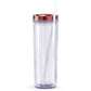 Rose Gold Skinny Tumbler 18oz. with Metallic Lid
