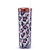 Leopard Skinny Tumbler 18oz. with Metallic Lid