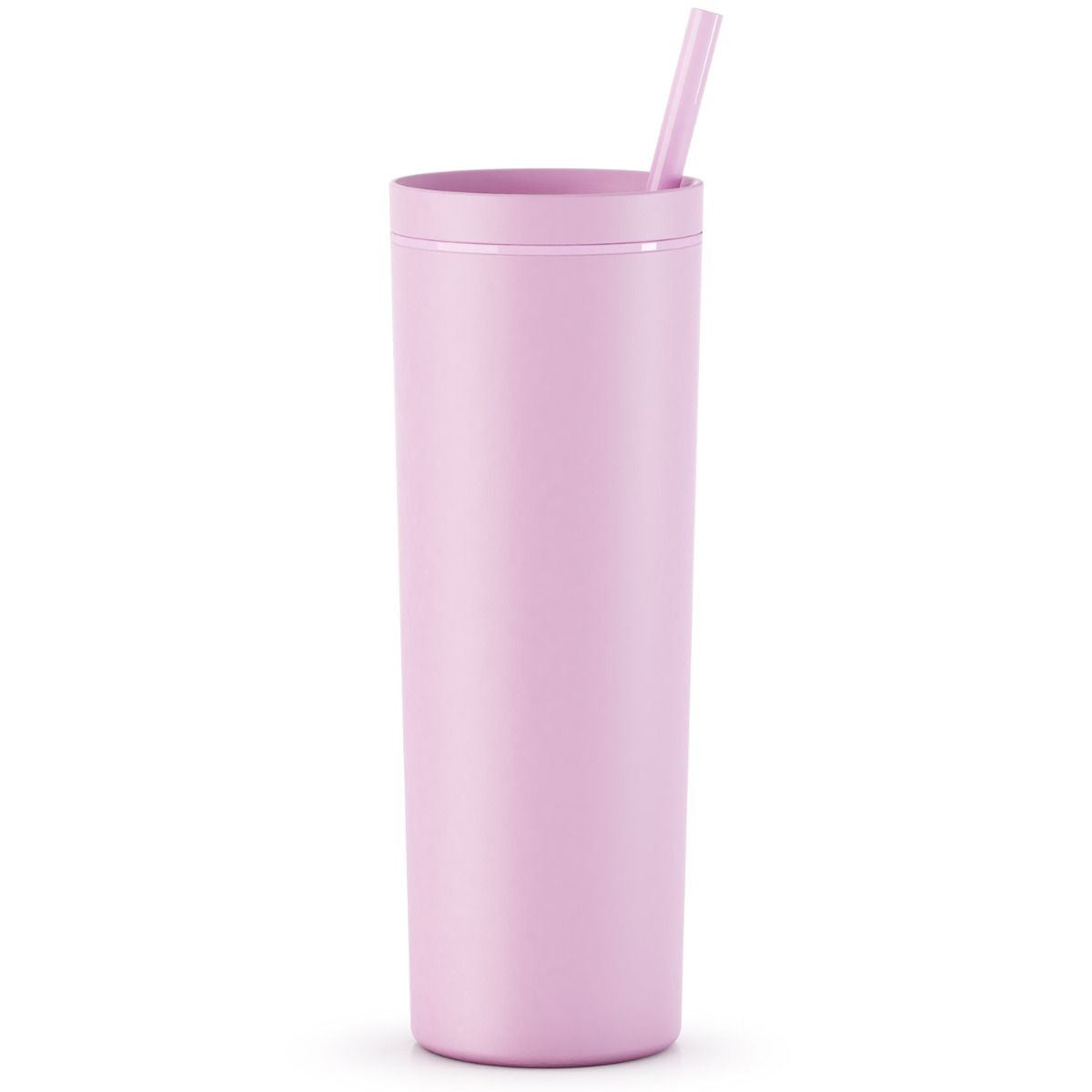 Cotton Pink Matte Skinny Tumbler 18oz. with Rubber Lid