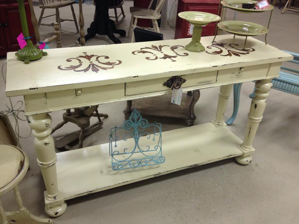 Using Oramask 813 Stencil Vinyl to create a design on furniture.