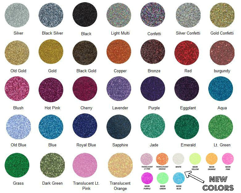 Siser Glitter Heat Transfer Vinyl Colors