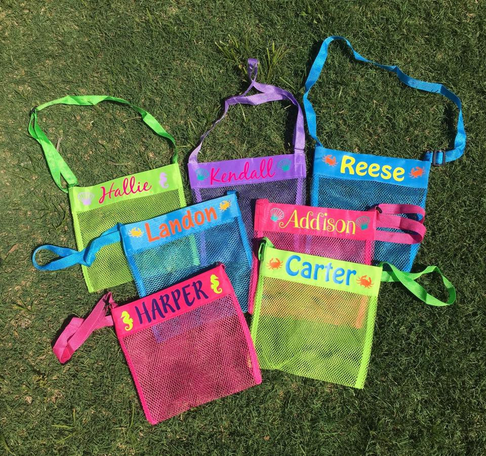 Sea Shell Beach Bags personalized with heat transfer vinyl