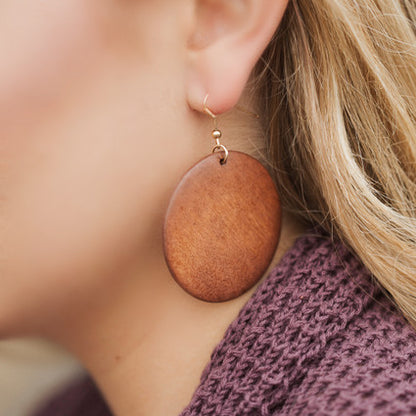 Natural Wood Circle Earrings