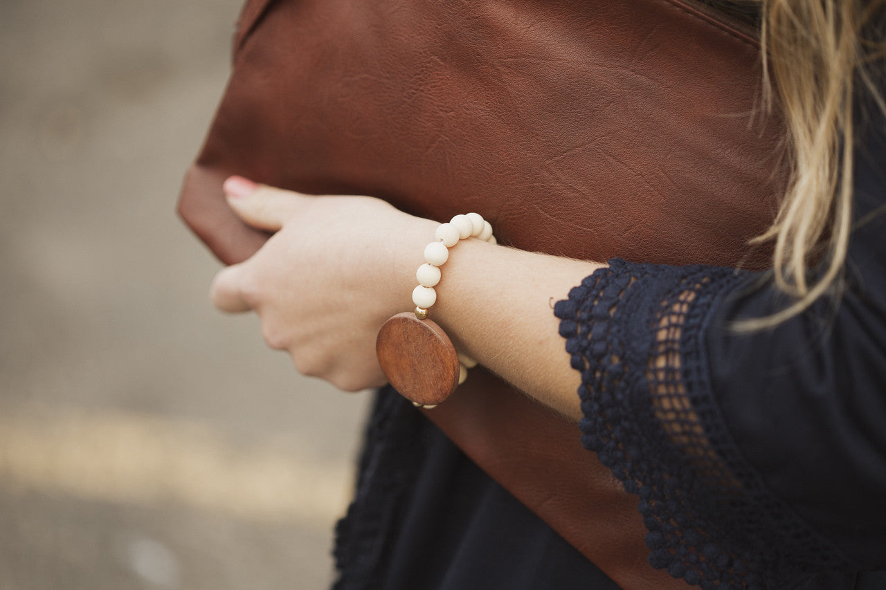 Wood Bead & Wood Disc Bracelet