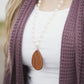 Wooden Tear Drop & Pearls Necklace